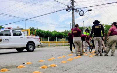 INSTALAN BOYAS EN LA AVENIDA GUSTAVO DÍAZ ORDAZ PARA REFORZAR LA SEGURIDAD PEATONAL EN LA UNIÓN